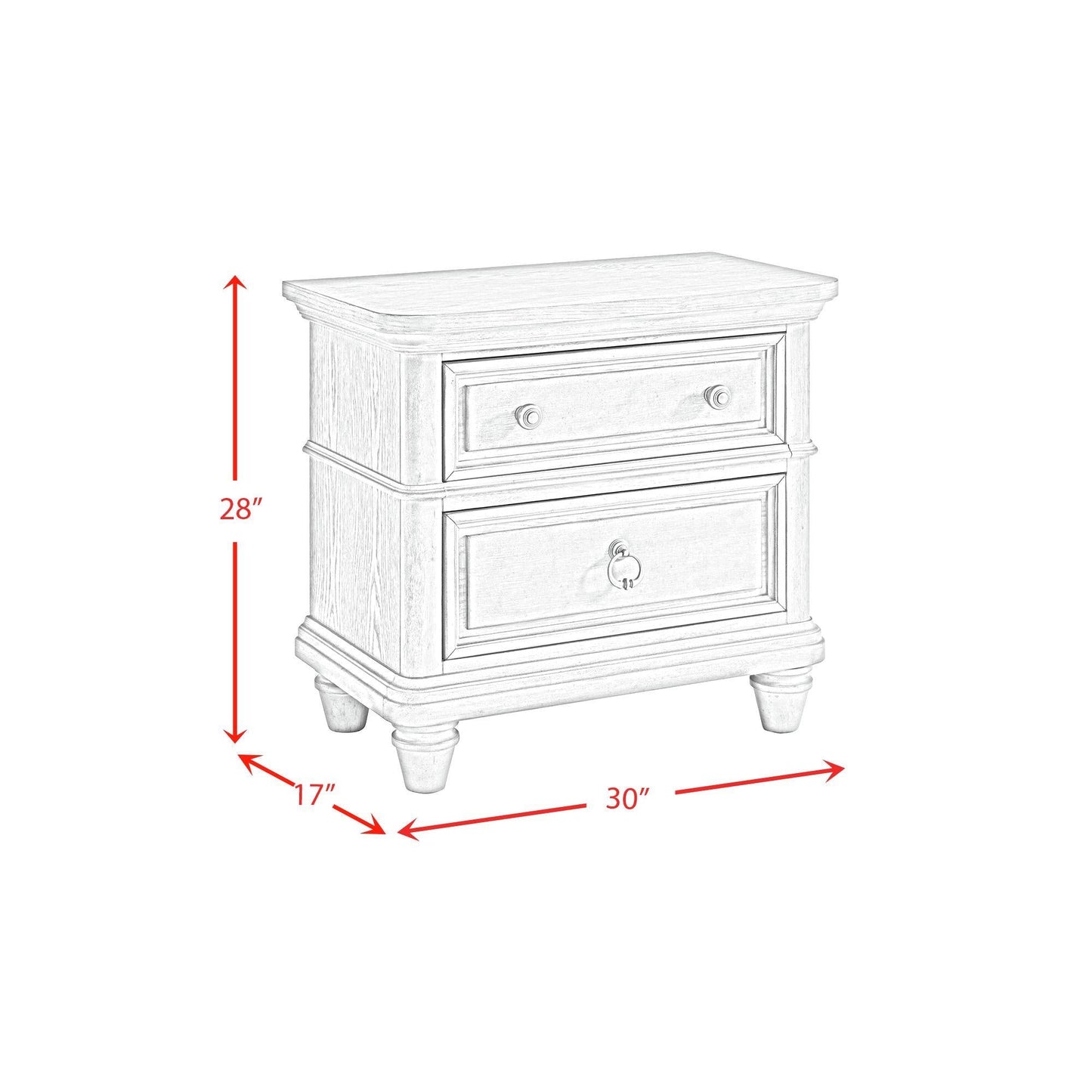 Elements International Whit - Ash B - 11360 - 3 - NS 2 - Drawer Nightstand - American Furniture of Slidell
