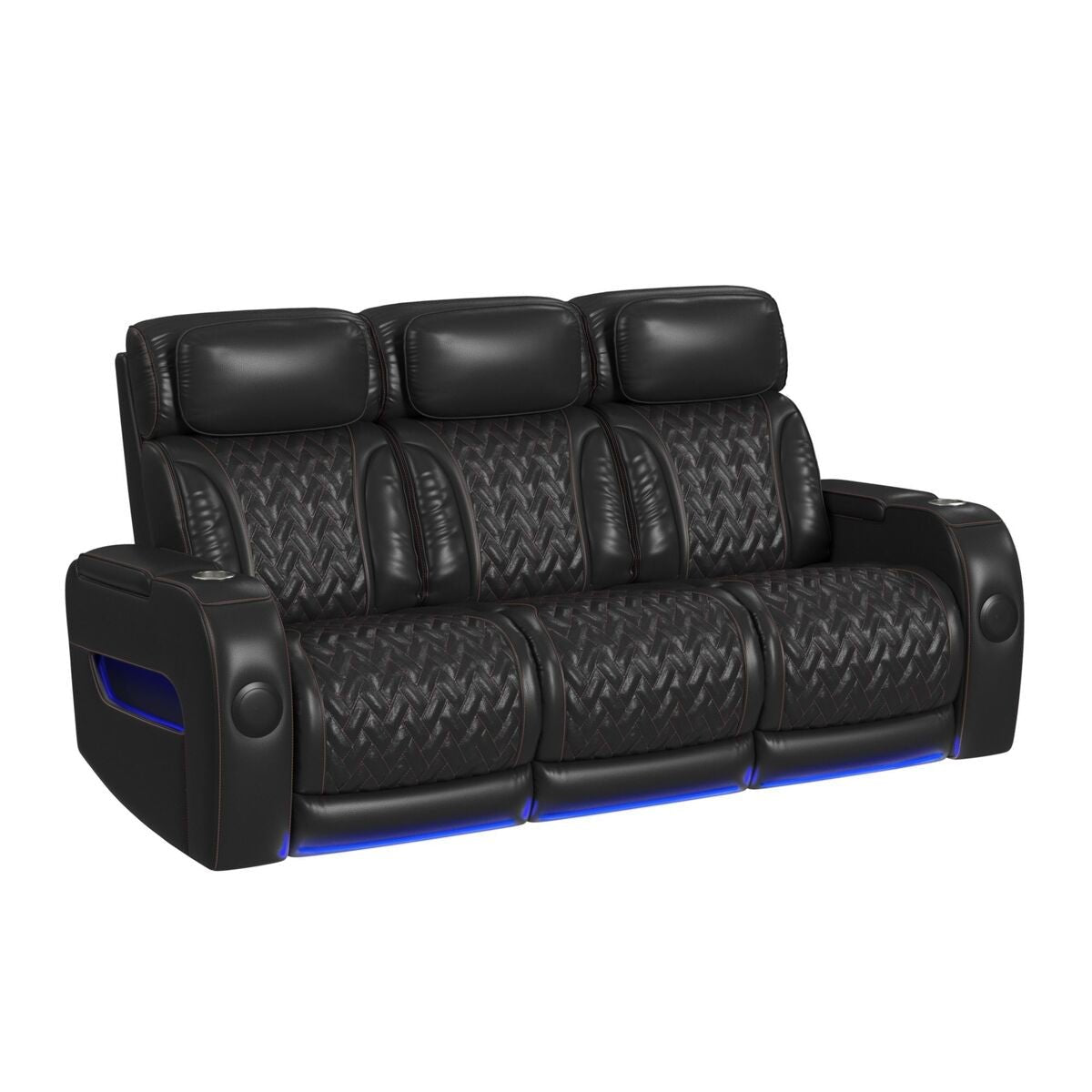 Elements - Prime time P3 Sofa w/Table , LED and wireless charger pocket - JET BLK - American Furniture of Slidell