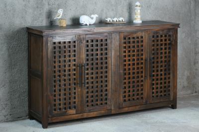 Glazed Modern Credenza 4GD w/Raised Pnls 66.8x15.7x39.3"H 170x40x100cm EBONY - American Furniture of Slidell
