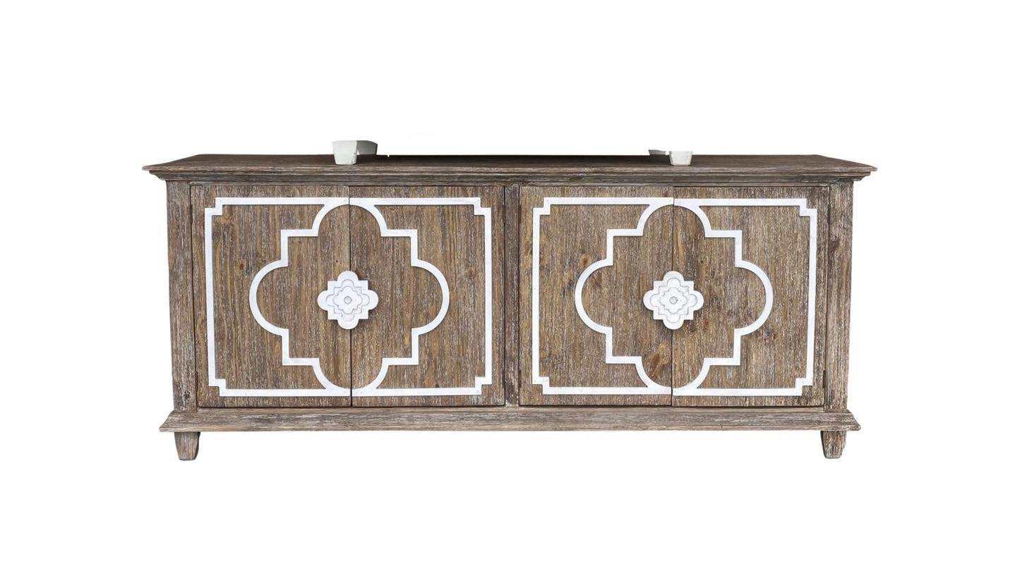 Lilly Console 4 Door Whear Pure White Vintage LLC