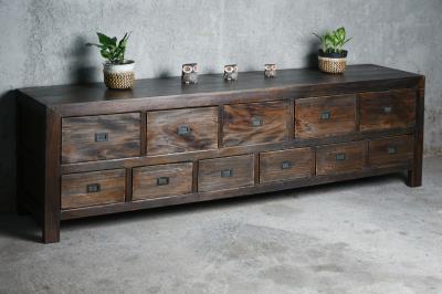 NEW Old City Credenza 11drw w/RG 82.2x17.7x25.2"H (209x45x64cm) EBONY - American Furniture of Slidell