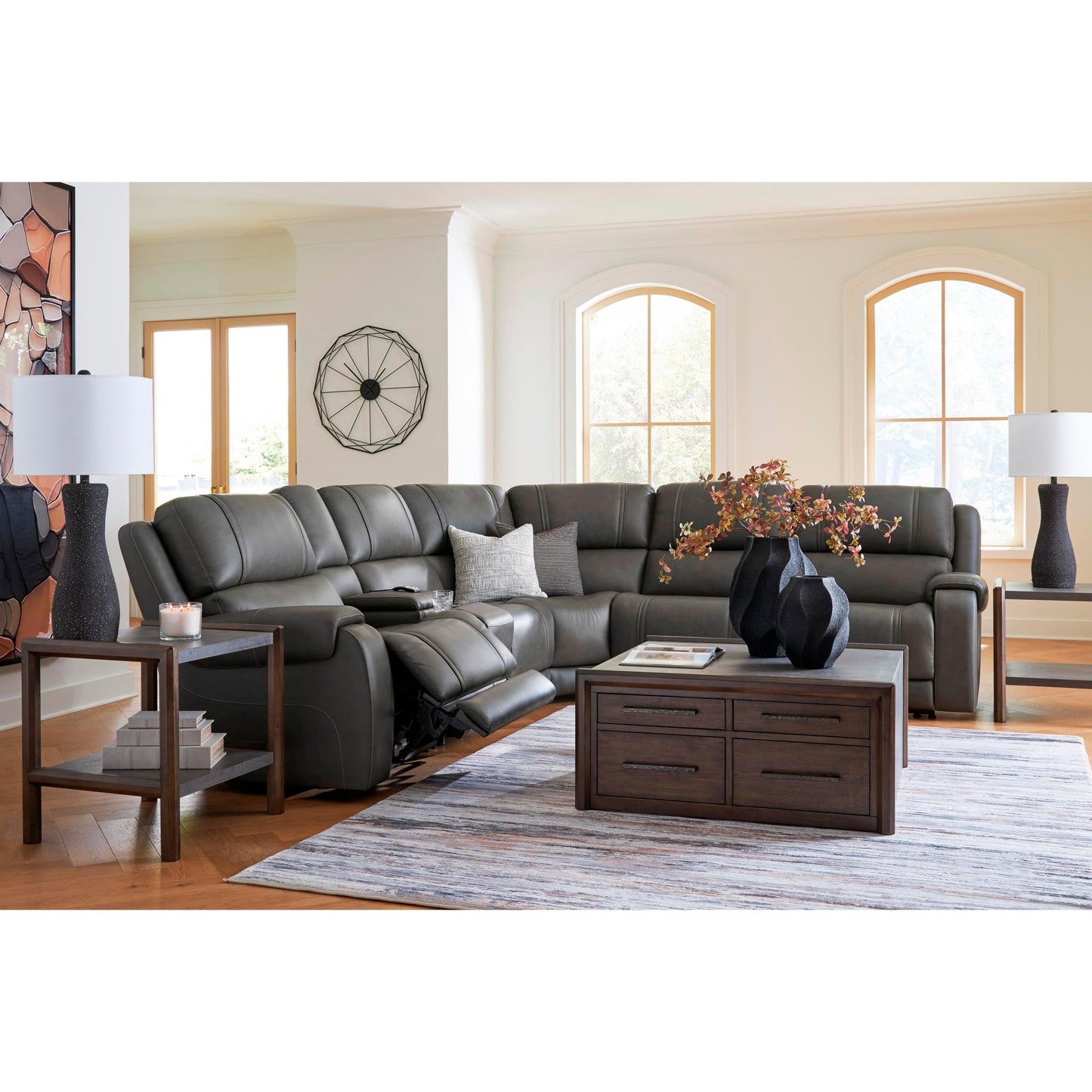 Signature Design by Ashley 5Z - Pittson PCU12600S5 6 pc Power Reclining Sectional - American Furniture of Slidell