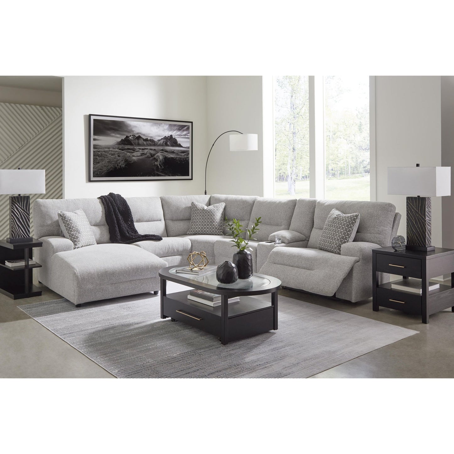 Signature Design by Ashley Acklen Place 93605S2 6 pc Power Reclining Sectional with Chaise - American Furniture of Slidell