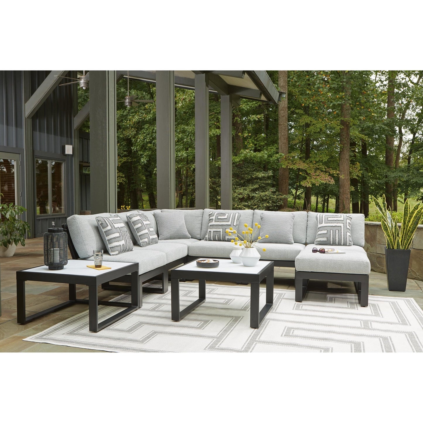 Signature Design by Ashley Beachloft P490P1 6 pc Outdoor Sectional - American Furniture of Slidell