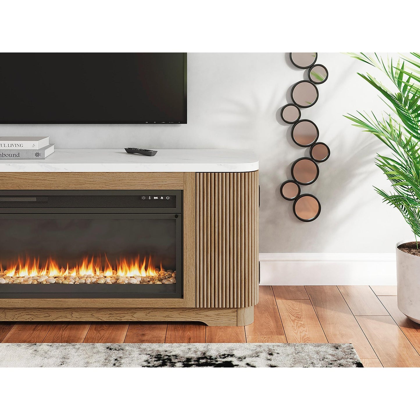 Signature Design by Ashley Camdill W808W1 80" TV Stand with Electric Fireplace - American Furniture of Slidell