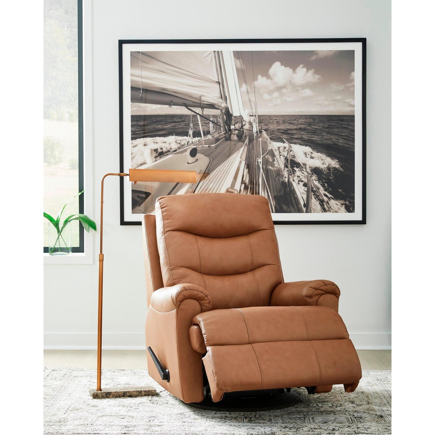 Signature Design by Ashley Flynwood Swivel Glider Leather Match Recliner PCU1340161 - American Furniture of Slidell