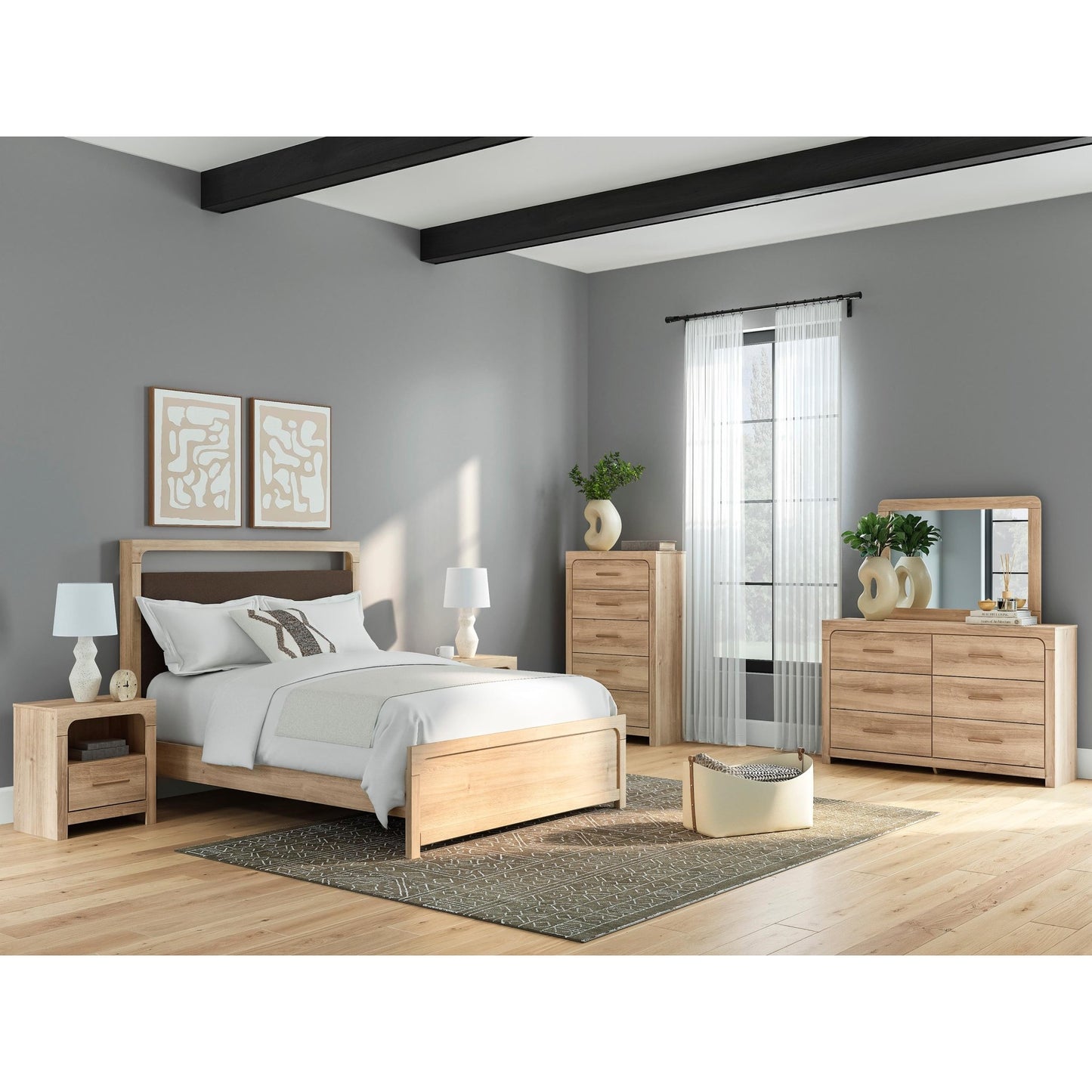 Signature Design by Ashley Kinlanni PCB1360 - 57 Queen Upholstered Panel Headboard - American Furniture of Slidell