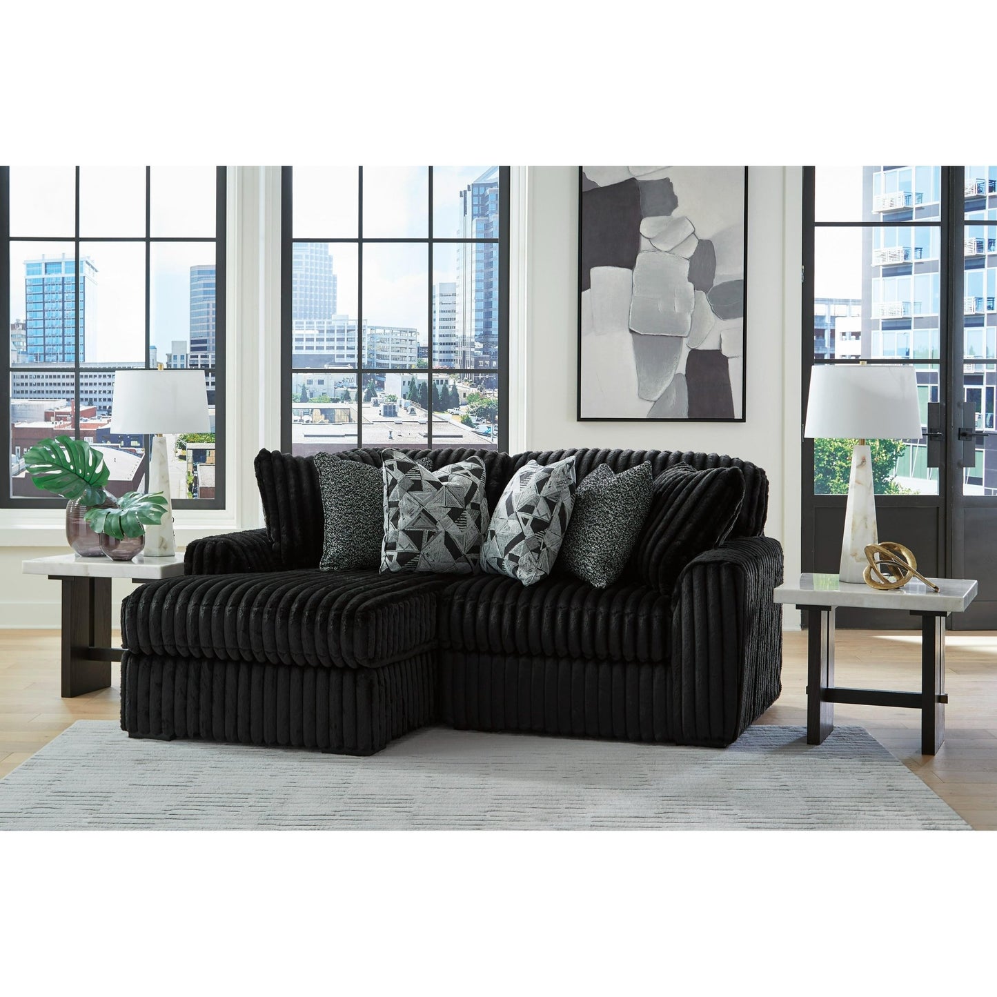 Signature Design by Ashley Midnight - Madness 98103S13 2 pc Sectional with Chaise - American Furniture of Slidell