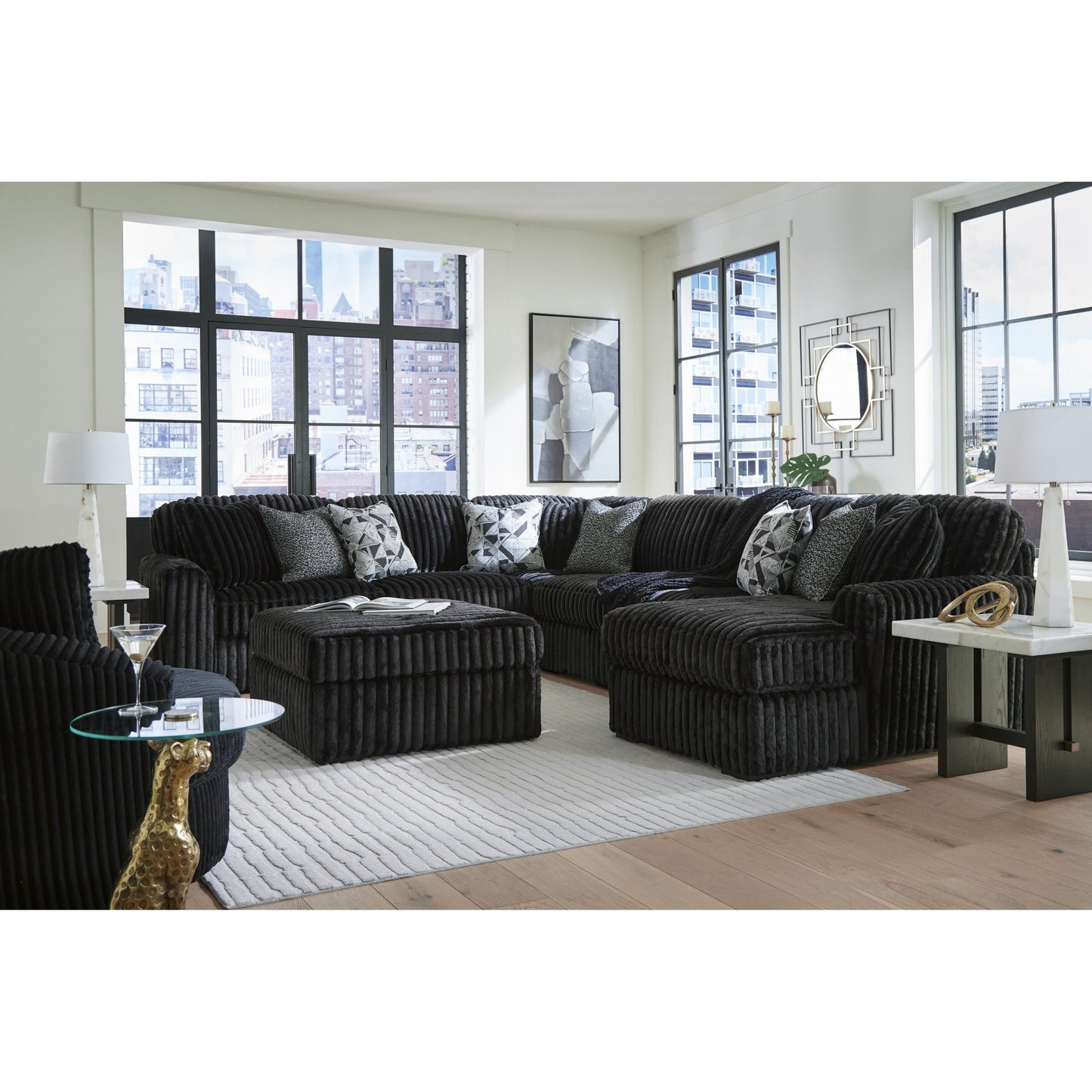 Signature Design by Ashley Midnight - Madness 98103S24 6 pc Sectional with Chaise - American Furniture of Slidell