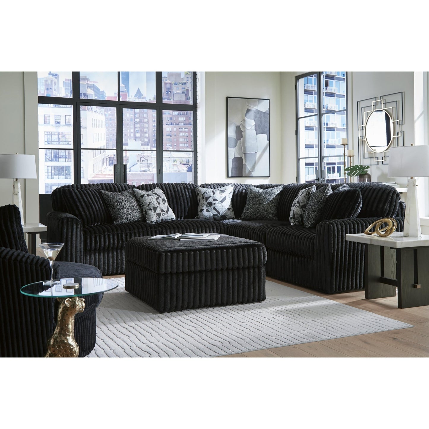 Signature Design by Ashley Midnight - Madness 98103S26 5 pc Sectional - American Furniture of Slidell