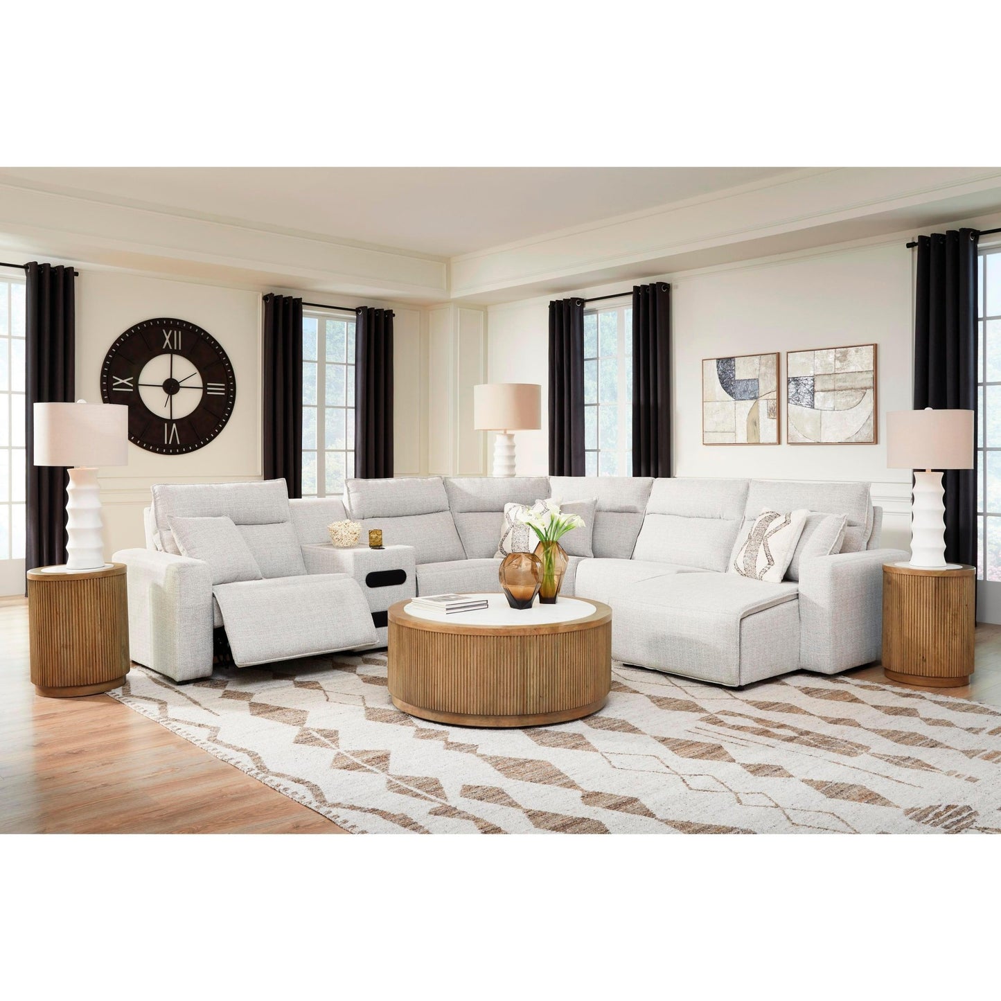 Signature Design by Ashley ModMax II 65907S28 6 pc Reclining Sectional with Chaise and Audio Console - American Furniture of Slidell
