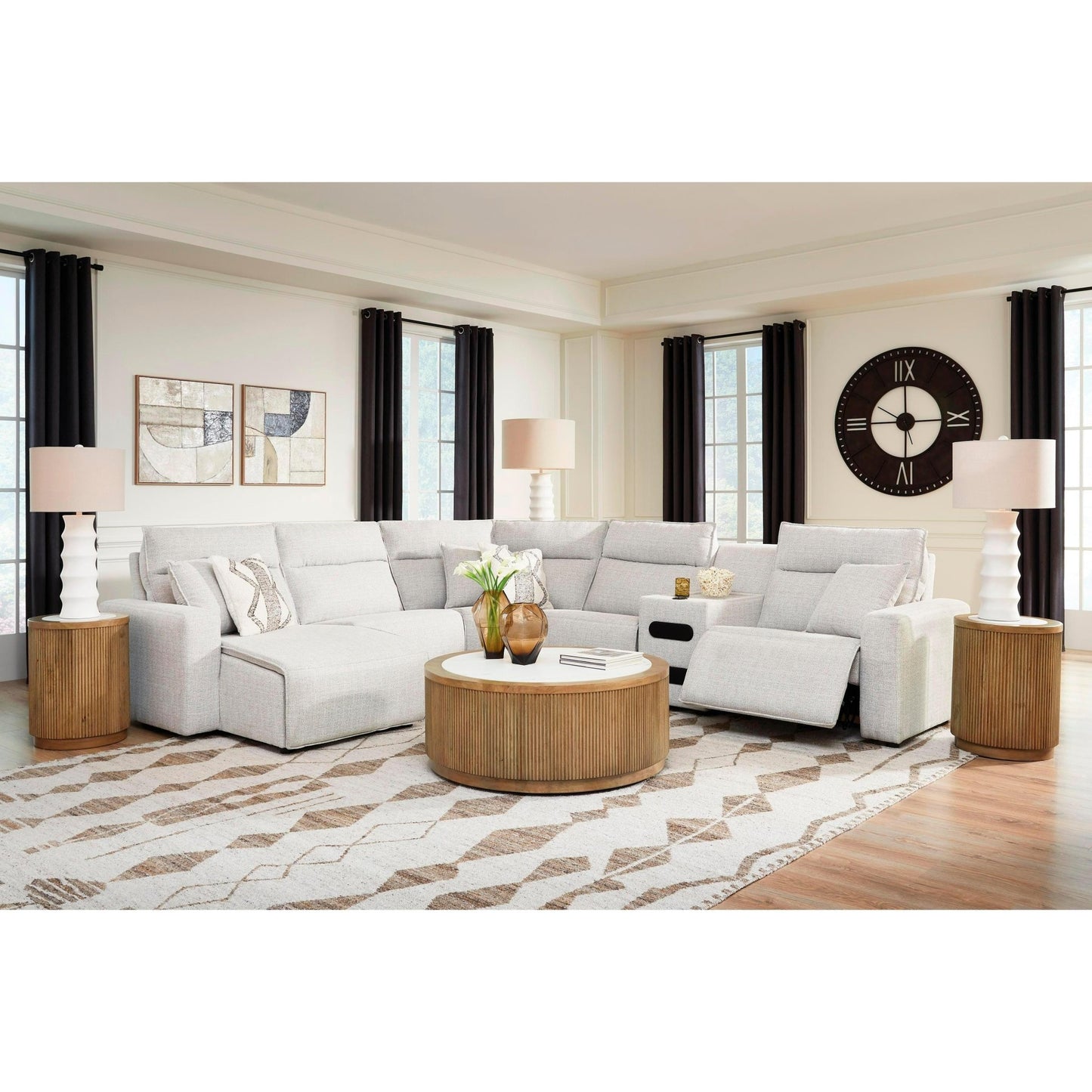 Signature Design by Ashley ModMax II 65907S29 6 pc Reclining Sectional with Chaise and Audio Console - American Furniture of Slidell