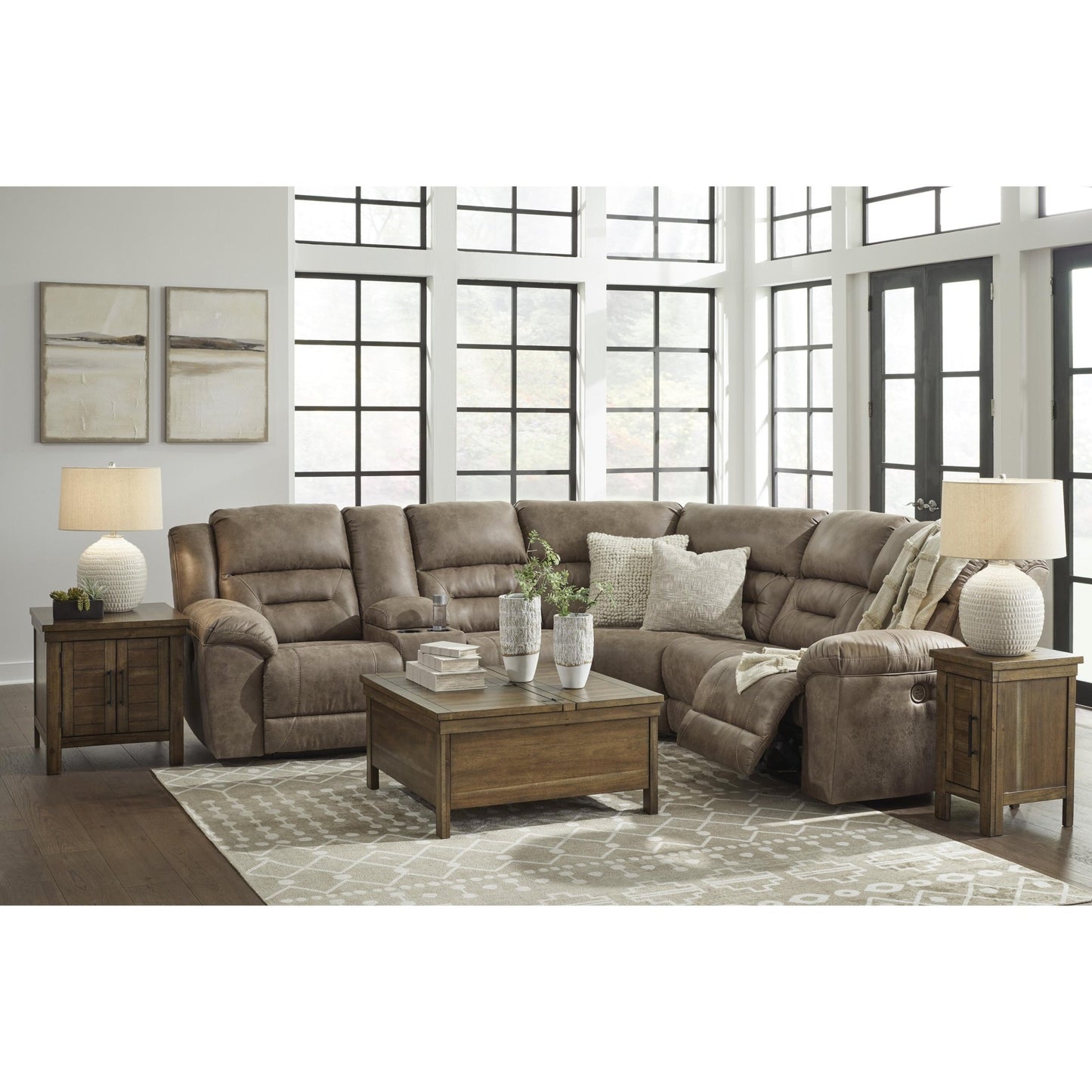 Signature Design by Ashley Ravenel 83106S1 3 pc Power Reclining Sectional - American Furniture of Slidell