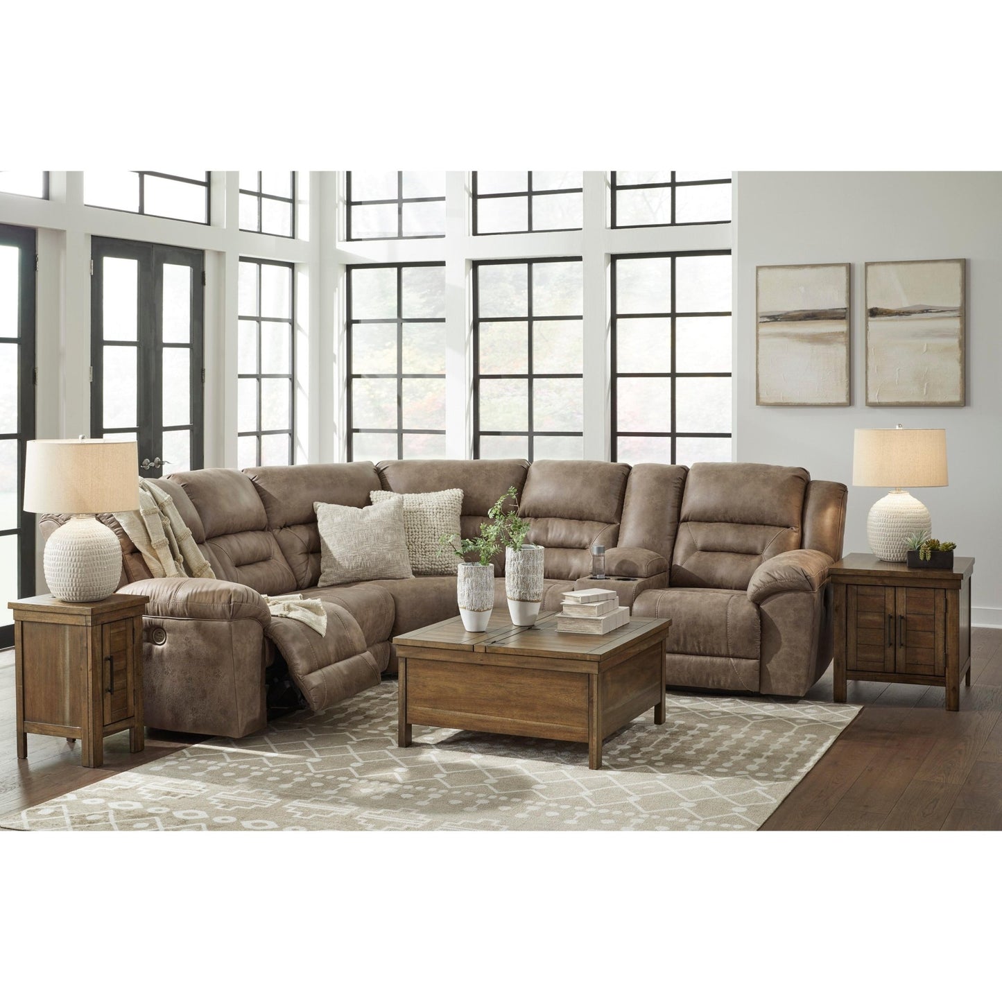 Signature Design by Ashley Ravenel 83106S2 3 pc Power Reclining Sectional - American Furniture of Slidell