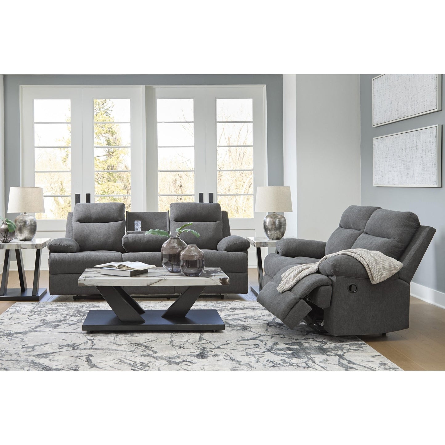 Signature Design by Ashley Side - Swipe PC9140689 Reclining Sofa with Drop Down Table - American Furniture of Slidell