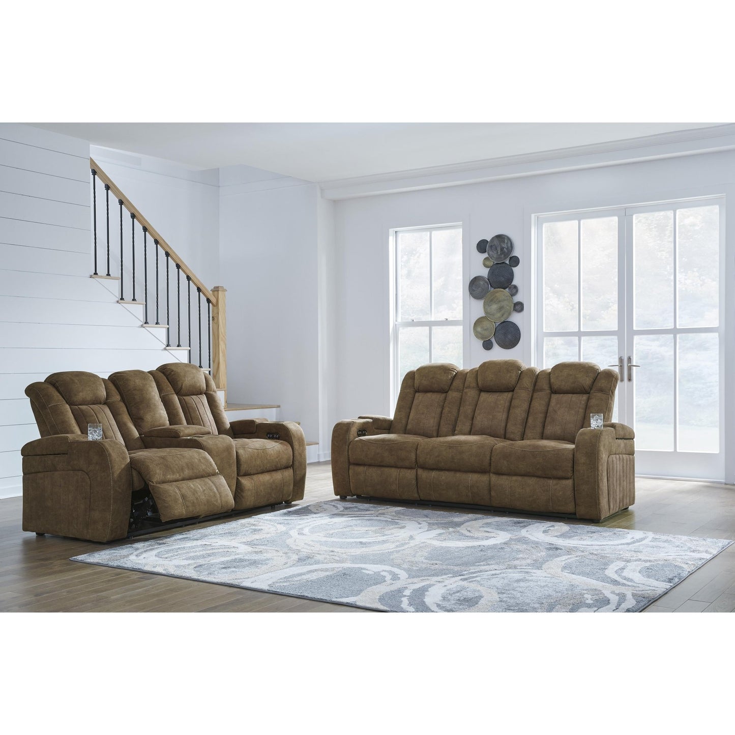 Signature Design by Ashley Wolfridge 6070318 Power Reclining Loveseat with Console and Adjustable Headrest - American Furniture of Slidell