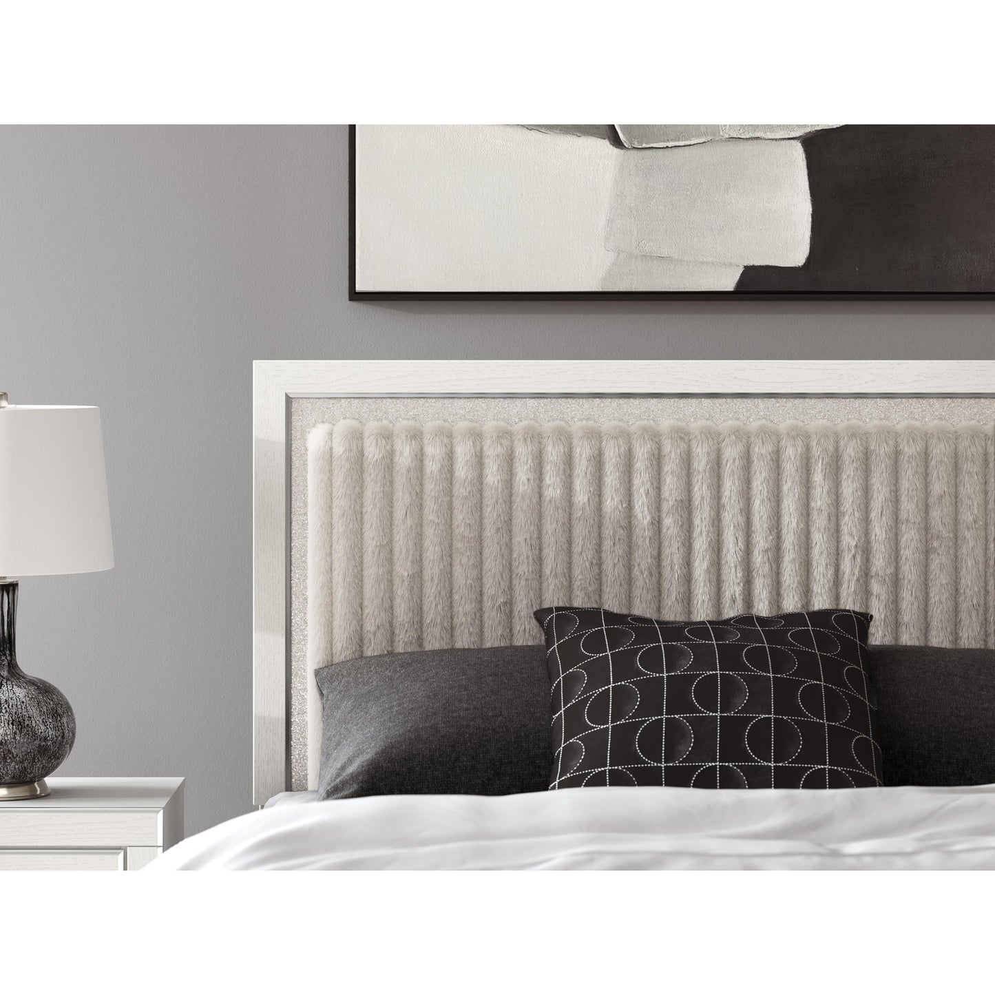 Signature Design by Ashley Zuraleus PCB3381 - 57 Queen Upholstered Panel Headboard - American Furniture of Slidell