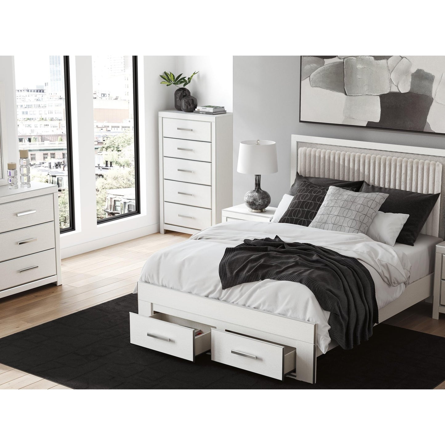 Signature Design by Ashley Zuraleus PCB3381B4 Queen Upholstered Panel Storage Bed - American Furniture of Slidell