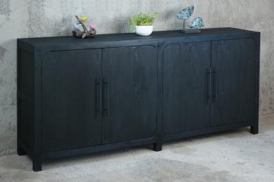 Trenton Credenza 4Flat Panel Doors 79.8x16.1x36.2"H (203x41x92cm) BLACK WASH - American Furniture of Slidell