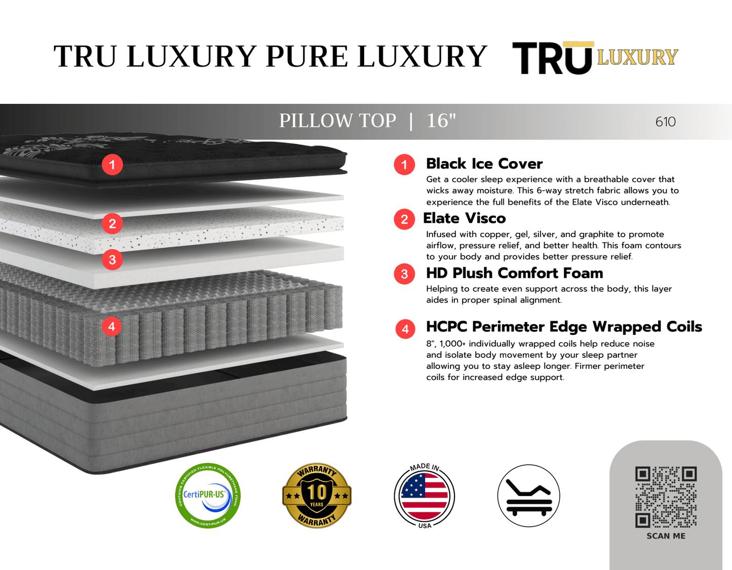 Tru Luxury PT King mattress - American Furniture of Slidell