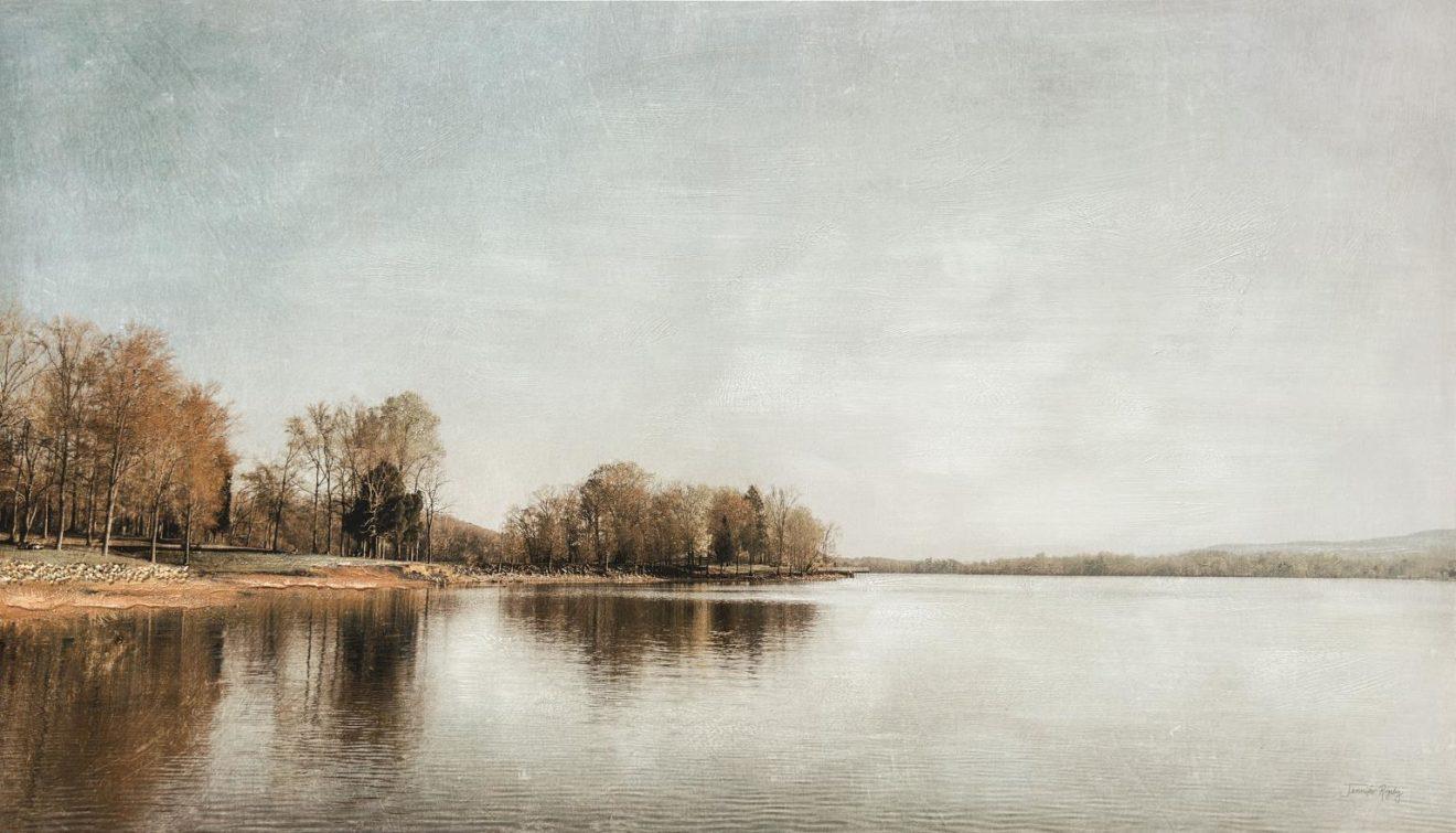 TT1974 ''Misty Lake Calm - Woodland Reflection'' Hand - painted Wrapped Canvas 84x48 - American Furniture of Slidell