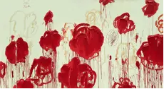 TT1988 Abstract Cream/Red-Orange Flowers 84x48 Classy Art