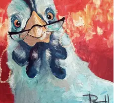 WB1359-Chicken w/Glasses 32x32 Classy Art
