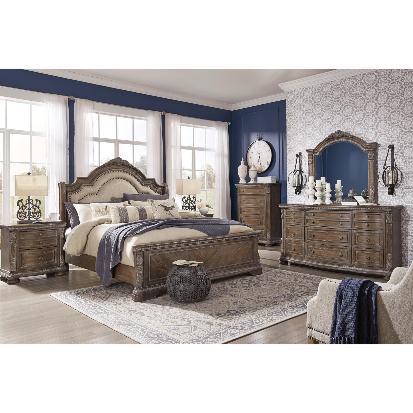 Signature Design by Ashley Charmond Queen Upholstered Sleigh Bed B803-57/B803-54/B803-96