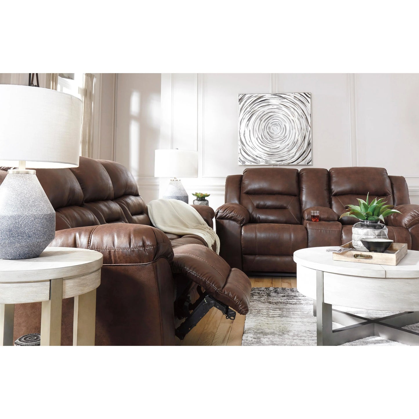 Signature Design by Ashley Stoneland Reclining Leather Look Sofa 3990488