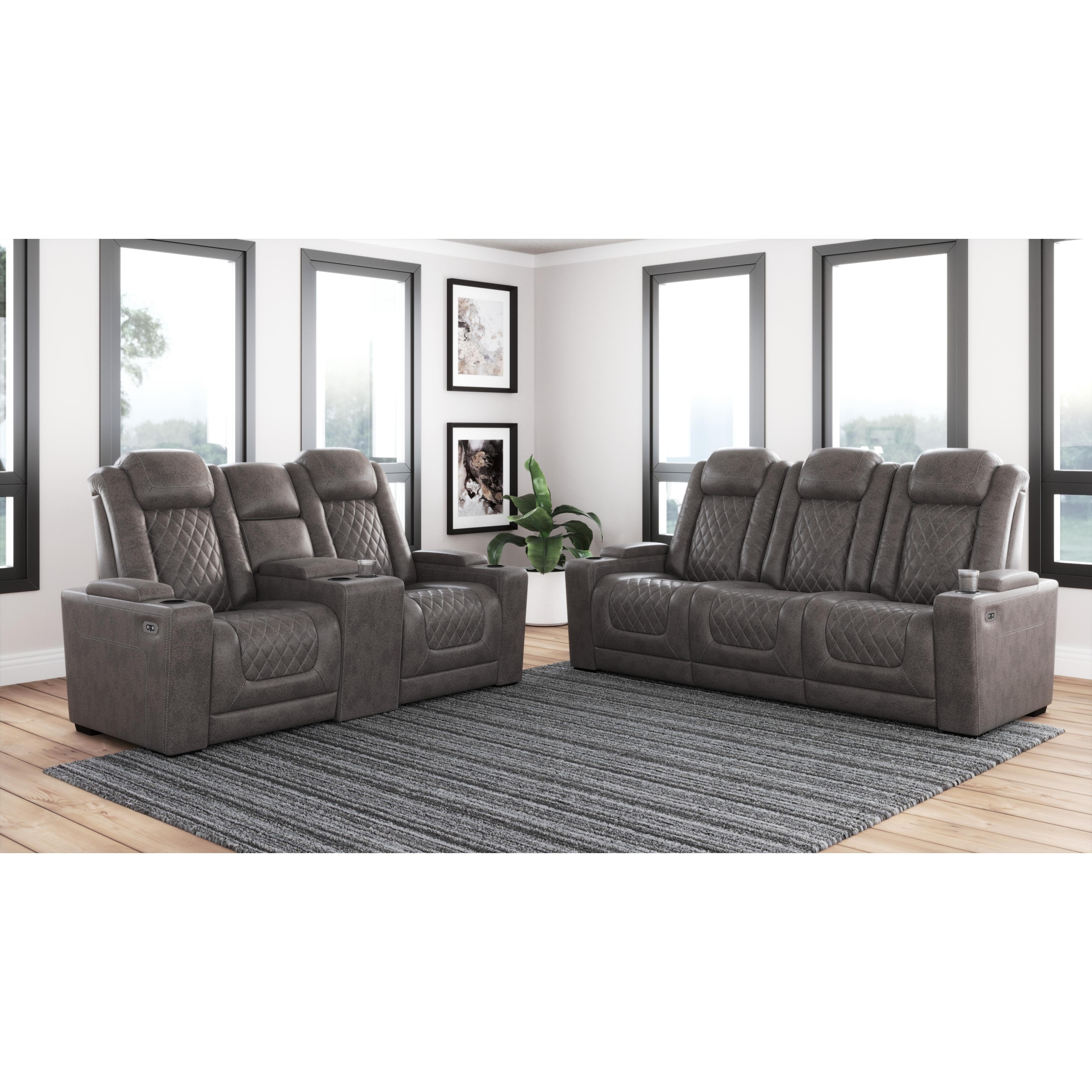 Signature Design by Ashley HyllMont Power Reclining Leather Look Sofa 9300315