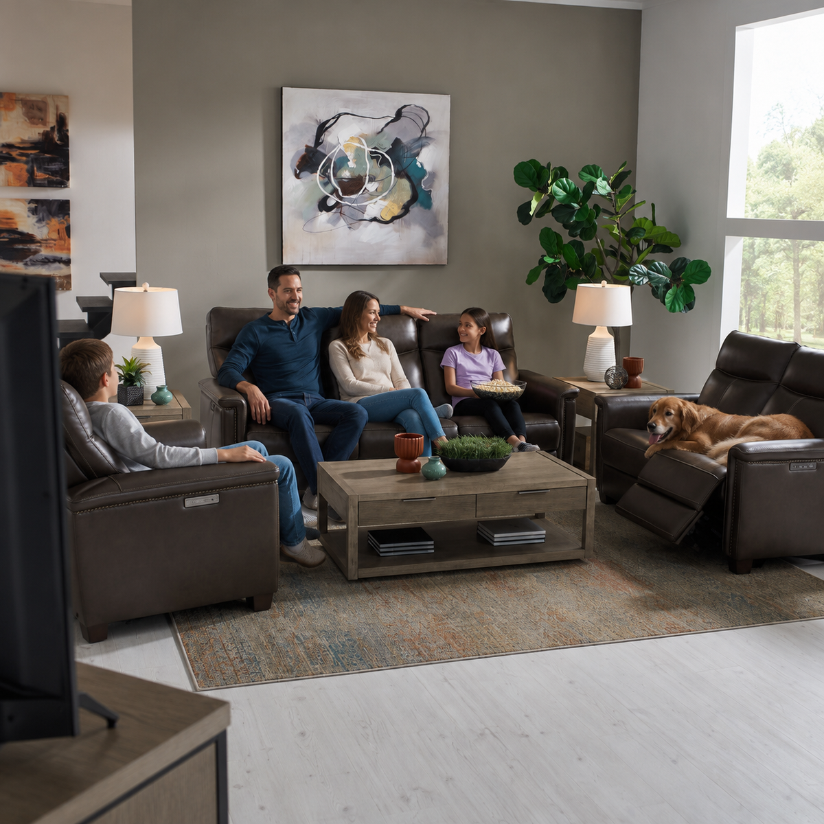 Crawford Sofa in Cacao Leather by Liberty Furniture