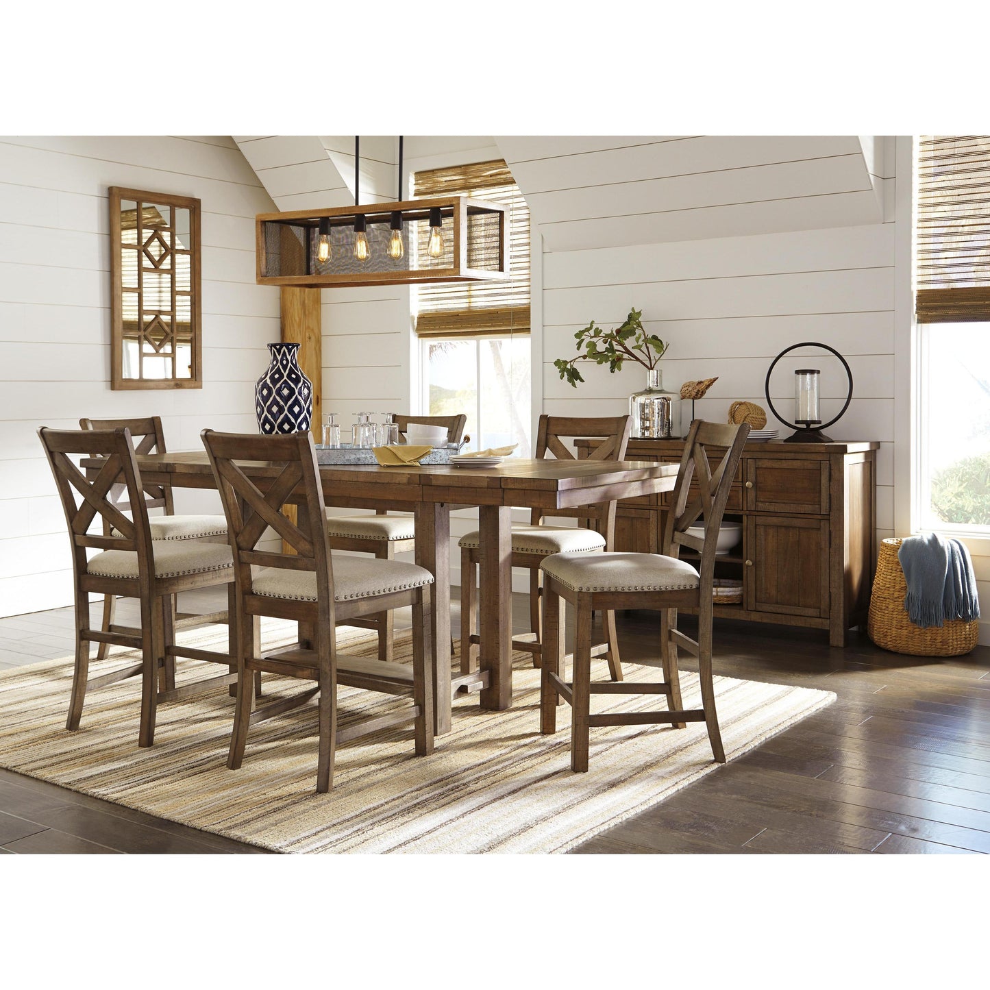 Signature Design by Ashley Moriville D631D10 7 pc Counter Height Dining Set IMAGE 1