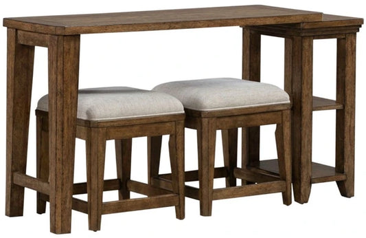 Liberty Furniture Carolina Park 3-Piece Amber Brown Console Table and Stool Set
