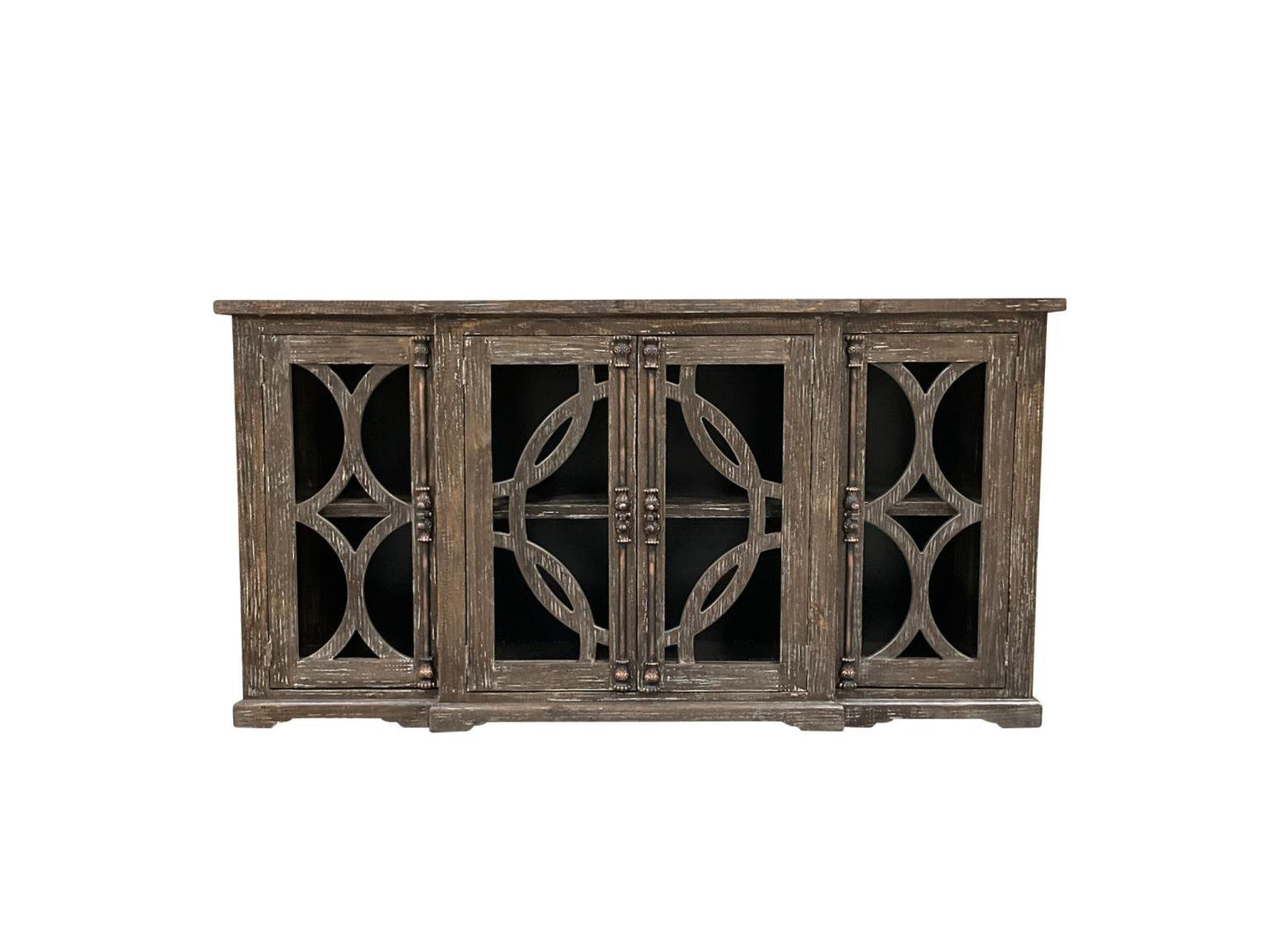 177 - CDC CIRCLE DOOR CONSOLE IN Barnwood - American Furniture of Slidell