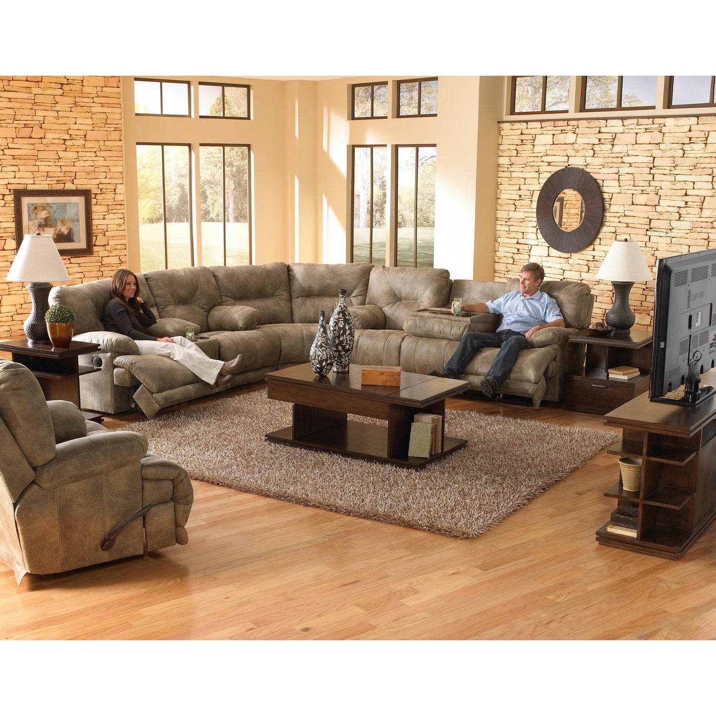  Catnapper Voyager Reclining Fabric and Leather Look 3 pc Sectional 4389 1228-49/1328-49|4388 1228-49/1328-49|43845 1228-49/1328-49 IMAGE 3