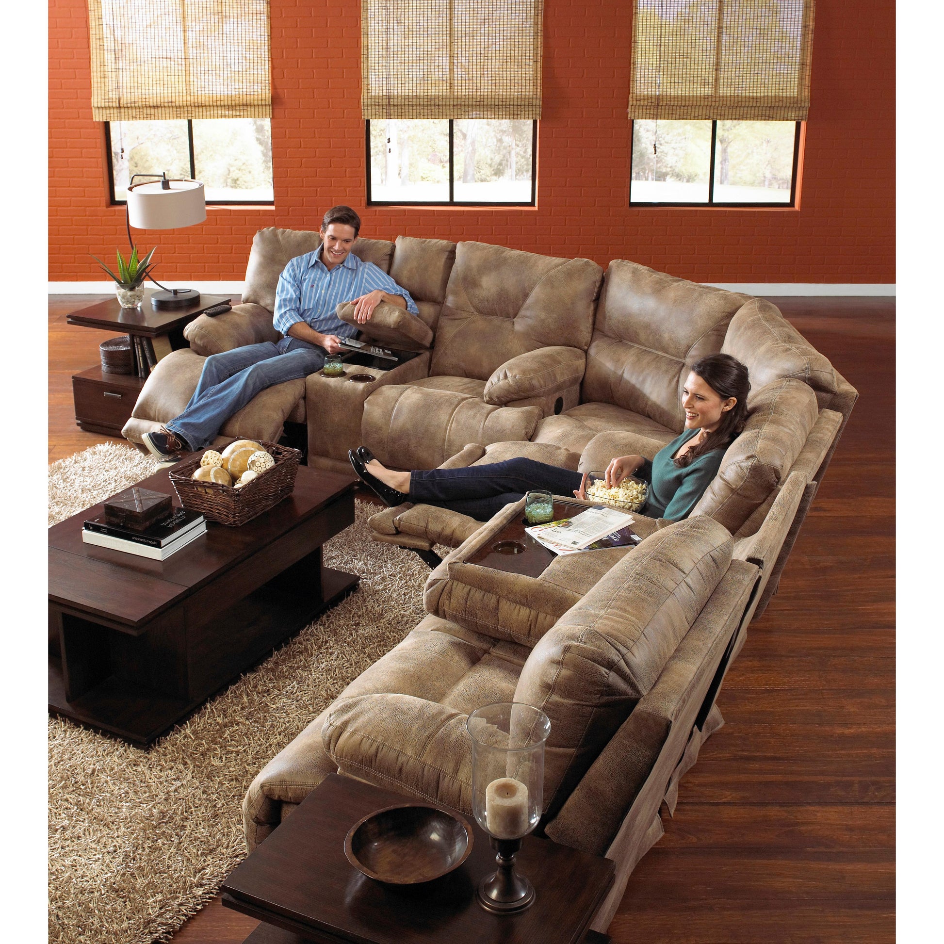  Catnapper Voyager Reclining Fabric and Leather Look 3 pc Sectional 4389 1228-49/1328-49|4388 1228-49/1328-49|43845 1228-49/1328-49 IMAGE 5