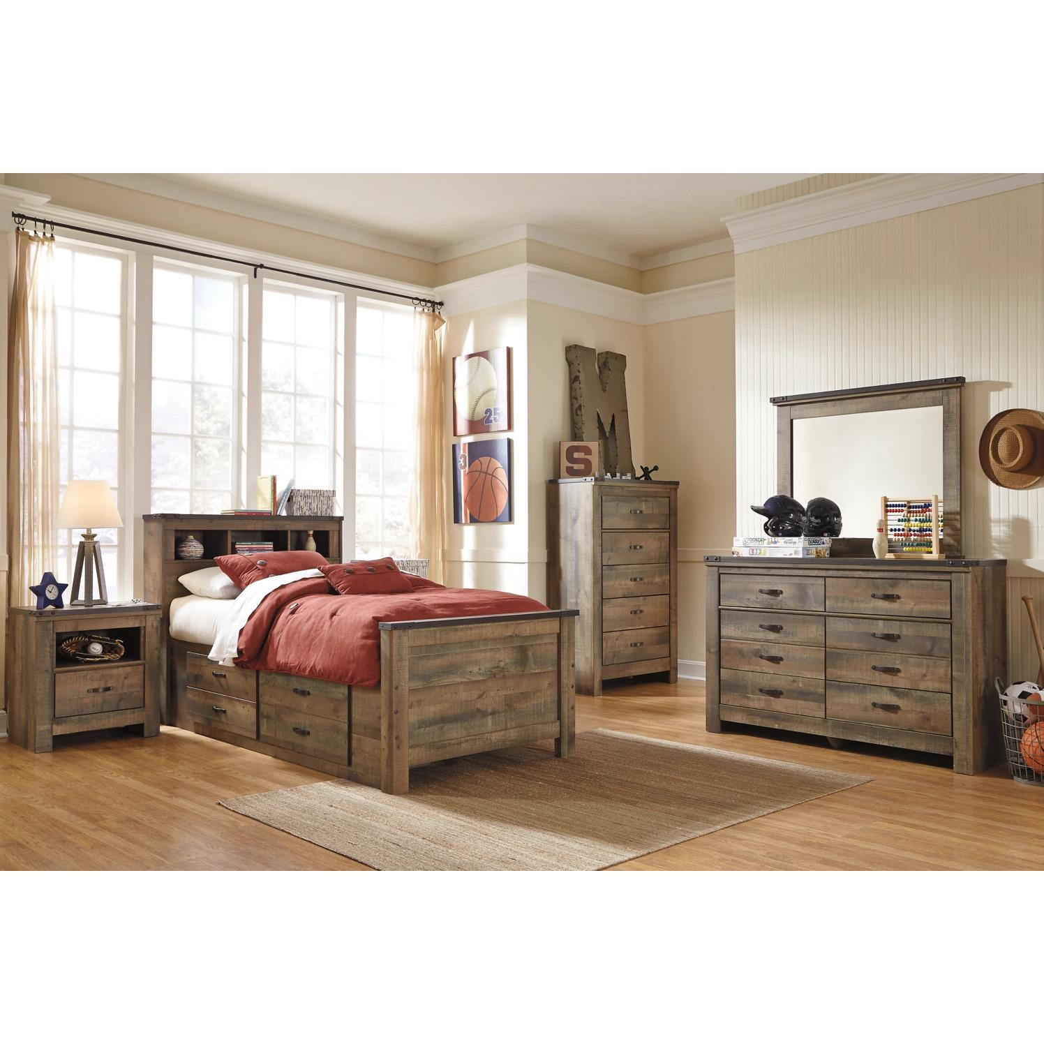 Signature Design by Ashley Trinell B446B18 5 pc Twin Bookcase Bedroom Set IMAGE 1