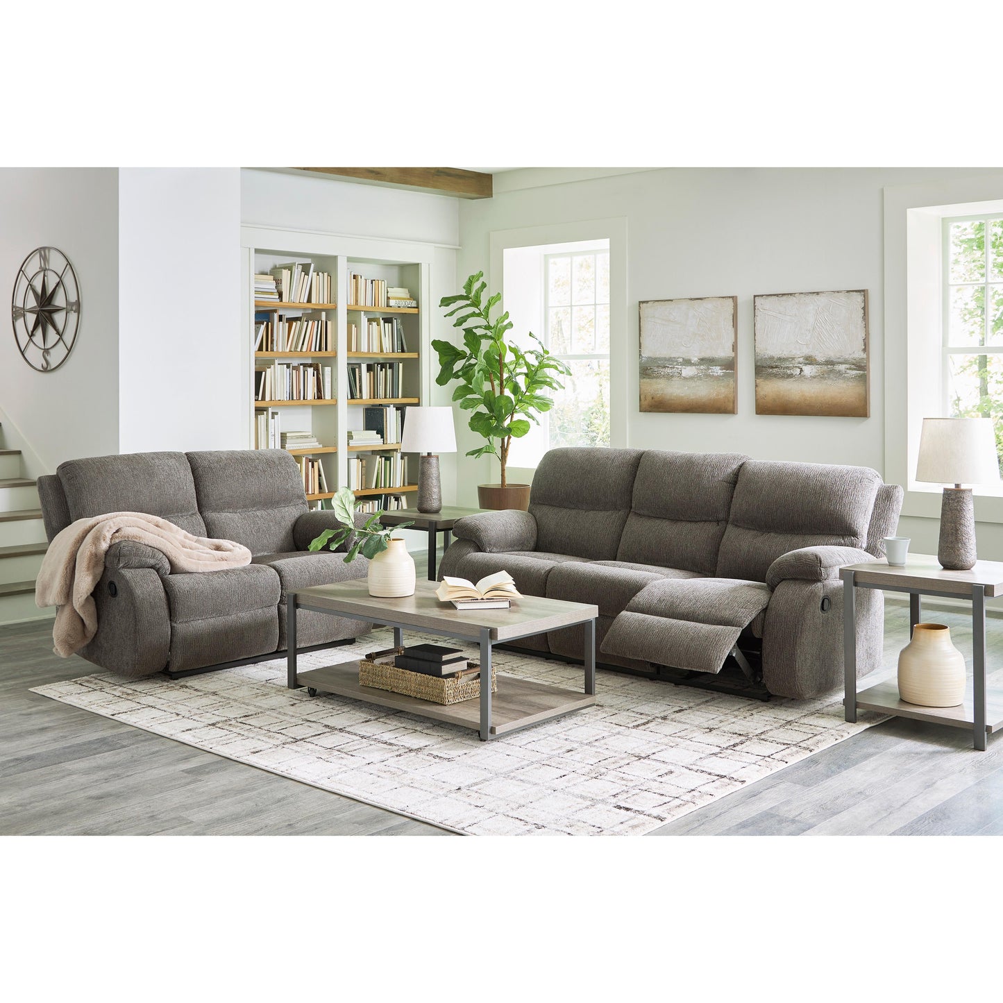 Signature Design by Ashley Scranto 66502 2 pc Reclining Living Room Set IMAGE 1