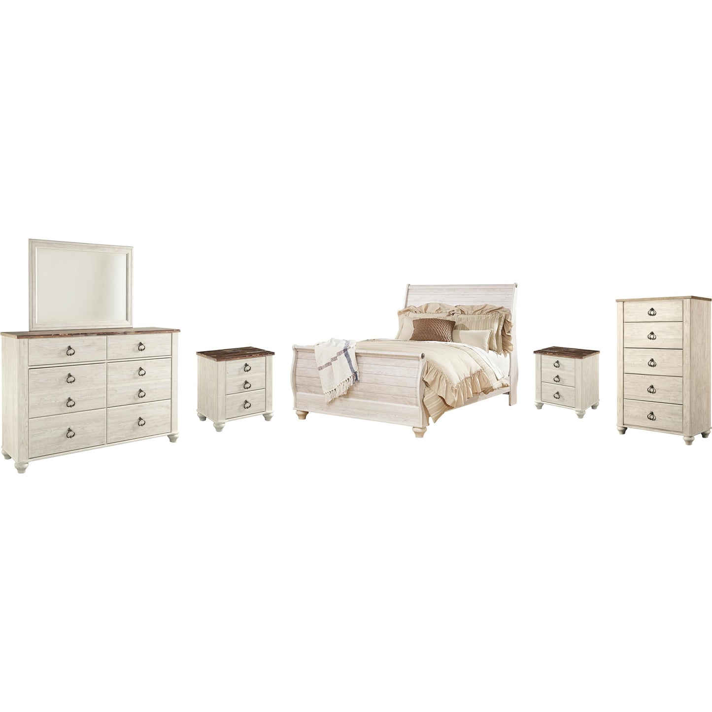  Signature Design by Ashley Willowton B267B56 8 pc Queen Sleigh Bedroom Set IMAGE 1