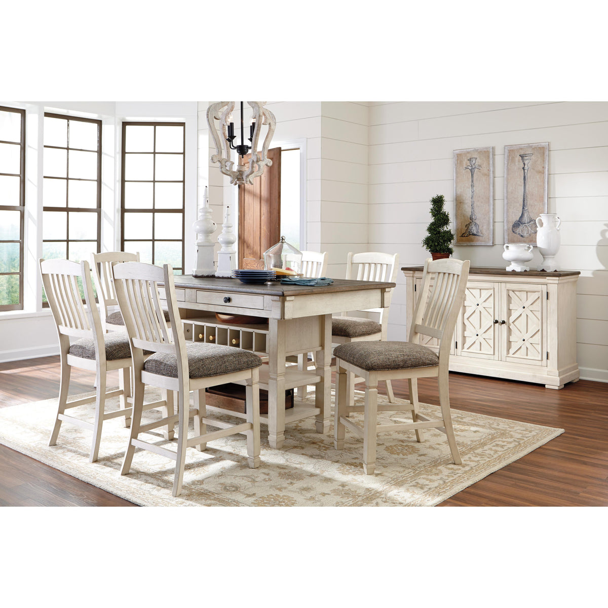  Signature Design by Ashley Bolanburg Counter Height Dining Table with Pedestal Base D647-32 IMAGE 8