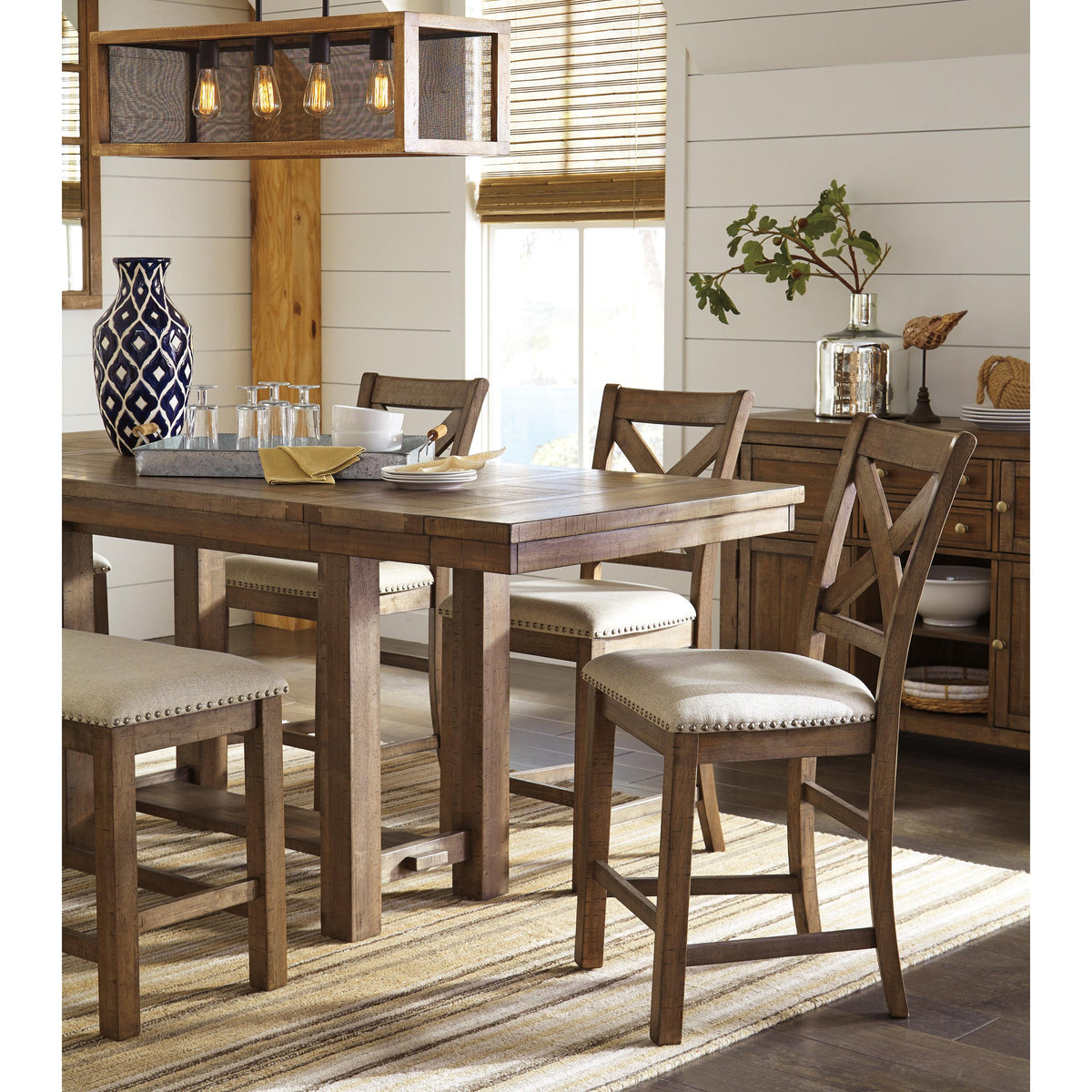  Signature Design by Ashley Moriville Counter Height Dining Table with Pedestal Base D631-32 IMAGE 6