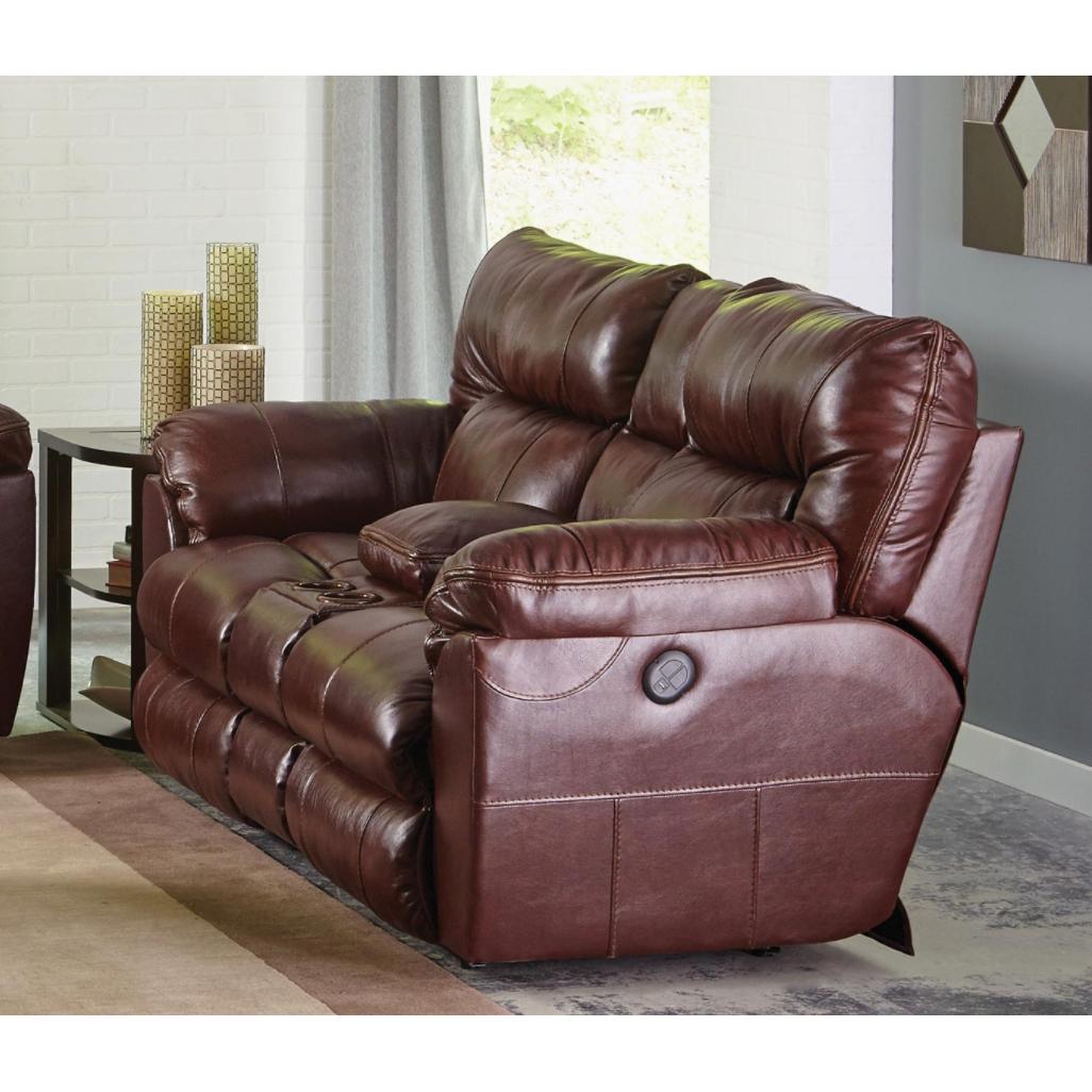  Catnapper Milan Reclining Leather Loveseat with Console 4349 1283-19/3083-19 IMAGE 1