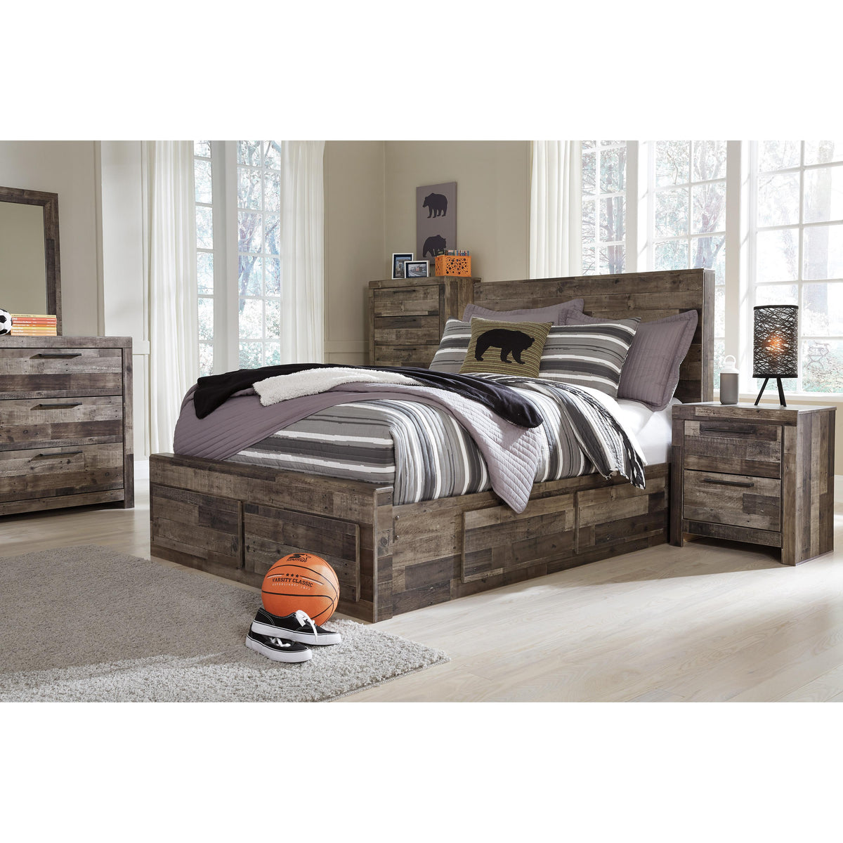  Benchcraft Derekson B200B10 Full Panel Bed with 6 Storage Drawers IMAGE 3