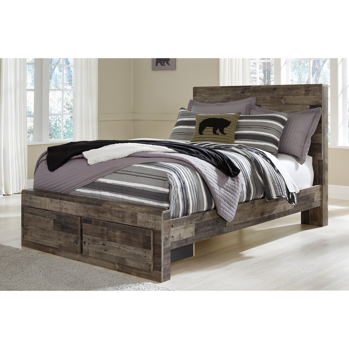  Benchcraft Derekson B200B16 Full Panel Bed with 2 Storage Drawers IMAGE 2