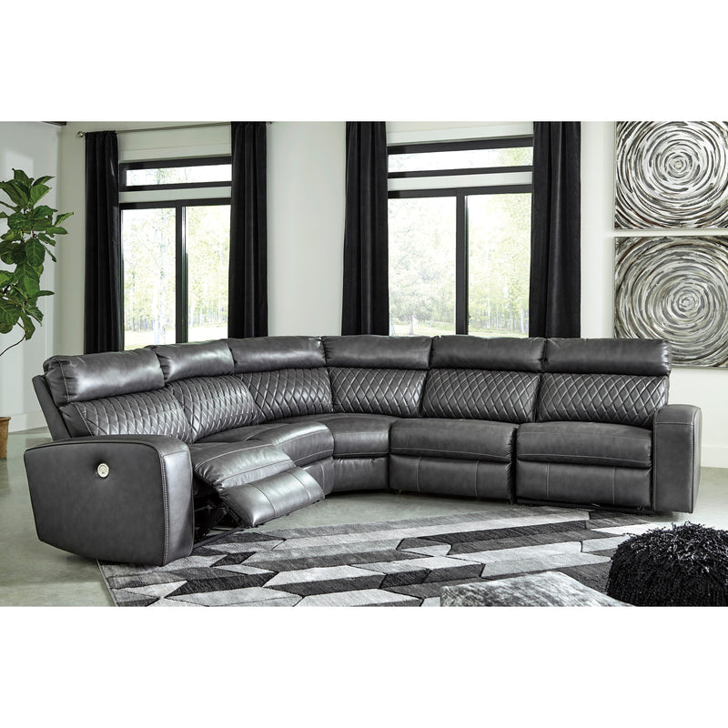 Signature Design by Ashley Samperstone Power Reclining Leather Look 5 pc Sectional 5520358/5520319/5520377/5520346/5520362 IMAGE 3