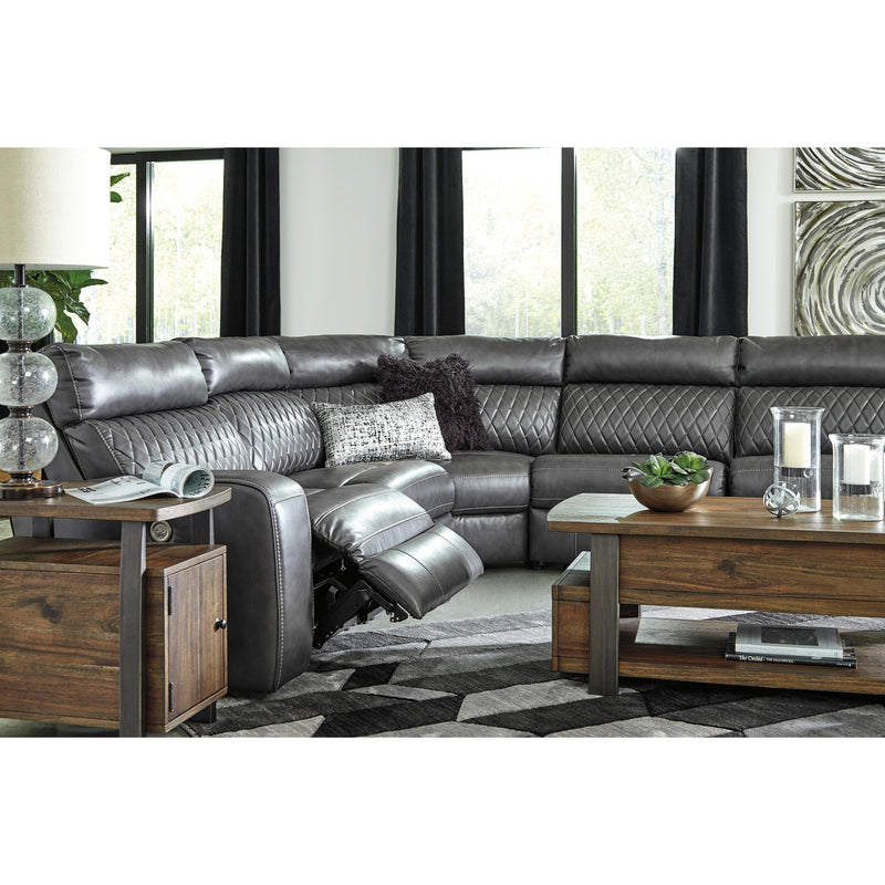 Signature Design by Ashley Samperstone Power Reclining Leather Look 5 pc Sectional 5520358/5520319/5520377/5520346/5520362 IMAGE 5