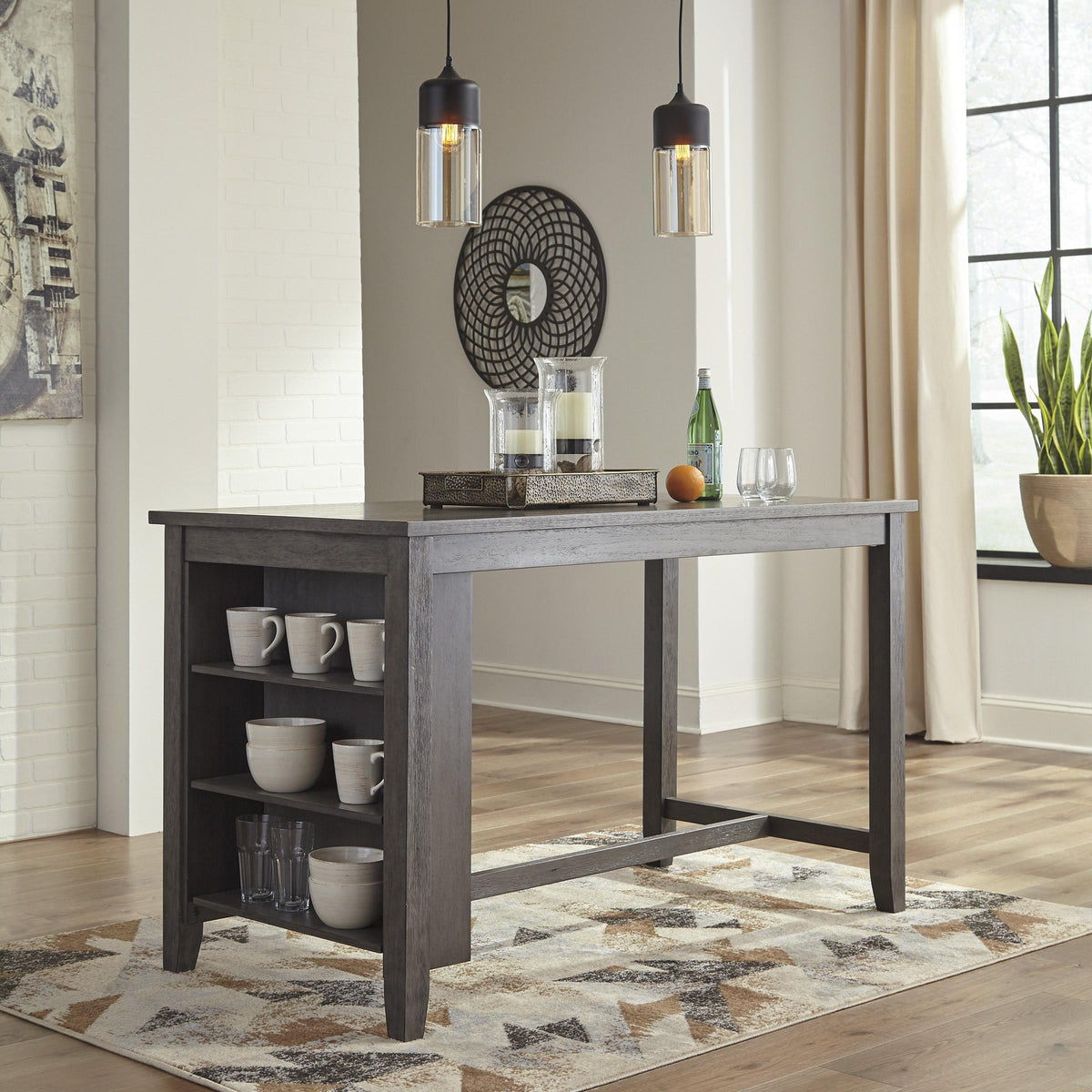  Signature Design by Ashley Caitbrook Counter Height Dining Table with Trestle Base D388-13 IMAGE 2