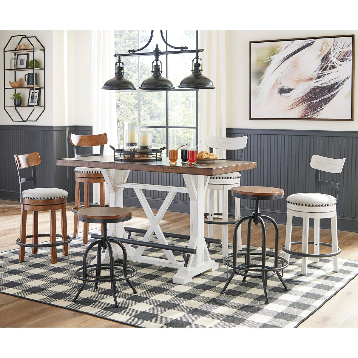  Signature Design by Ashley Valebeck Counter Height Dining Table with Trestle Base D546-13 IMAGE 10