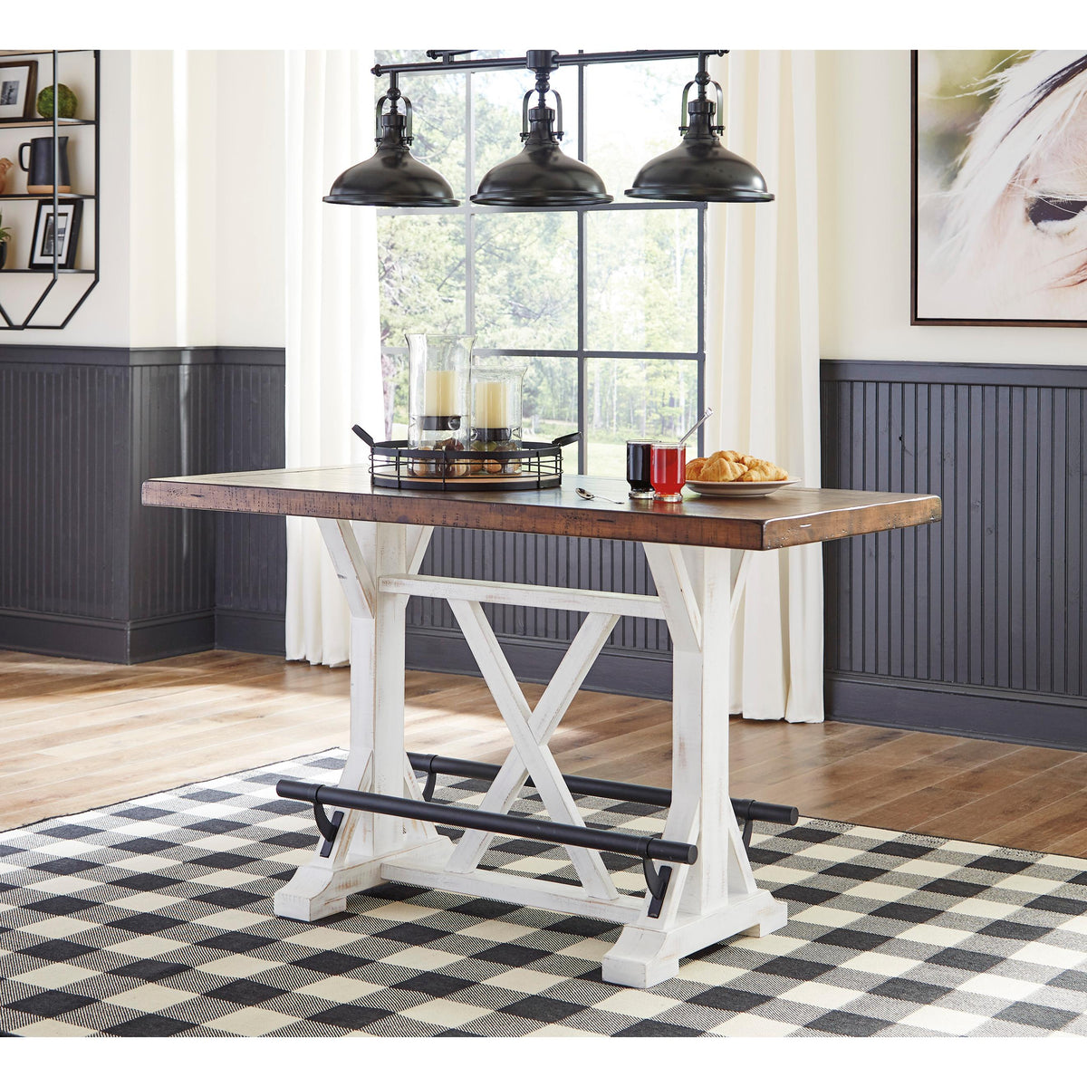  Signature Design by Ashley Valebeck Counter Height Dining Table with Trestle Base D546-13 IMAGE 2