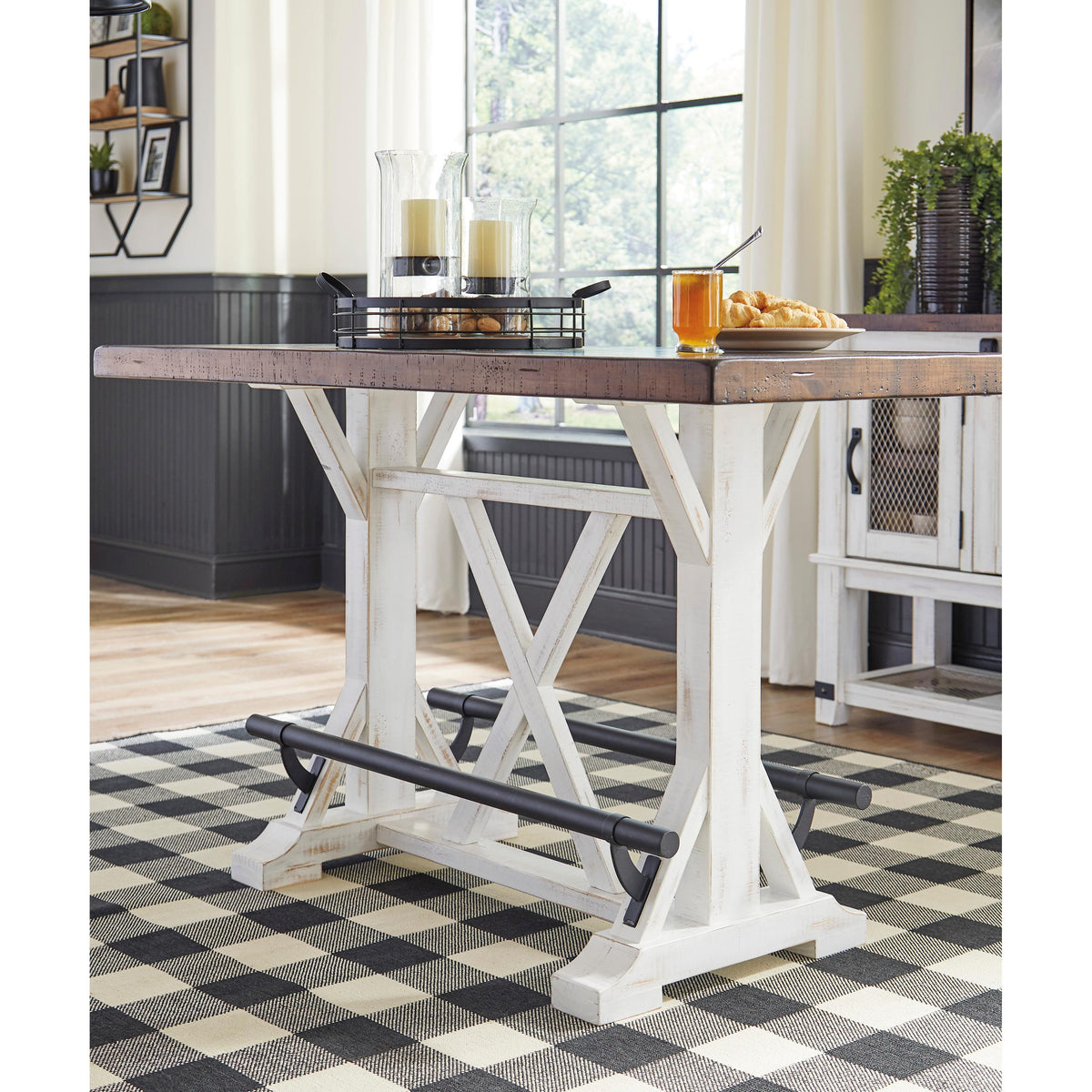  Signature Design by Ashley Valebeck Counter Height Dining Table with Trestle Base D546-13 IMAGE 3
